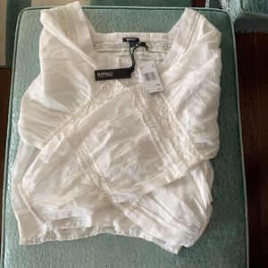 Lace detail white blouse